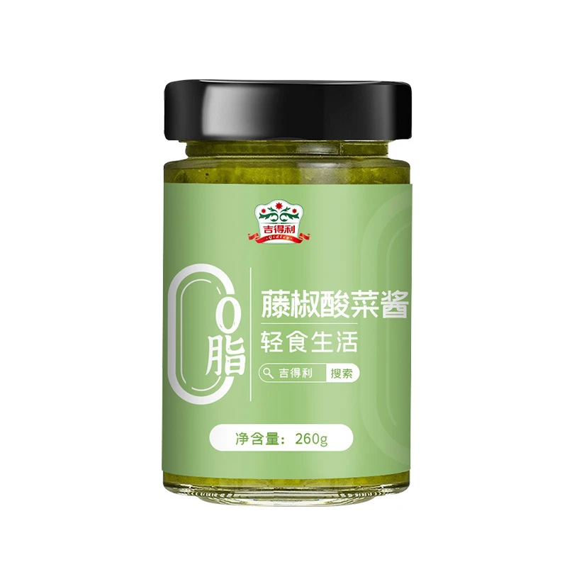 吉得利0脂藤椒酸菜酱260g下饭调味新鲜酸辣拌饭拌面好吃轻松烹饪