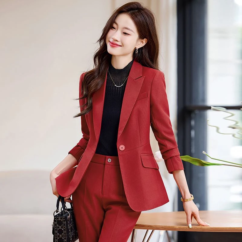 新款高端轻奢女装西服气质修身职业总裁范经理工作服时尚套装8903
