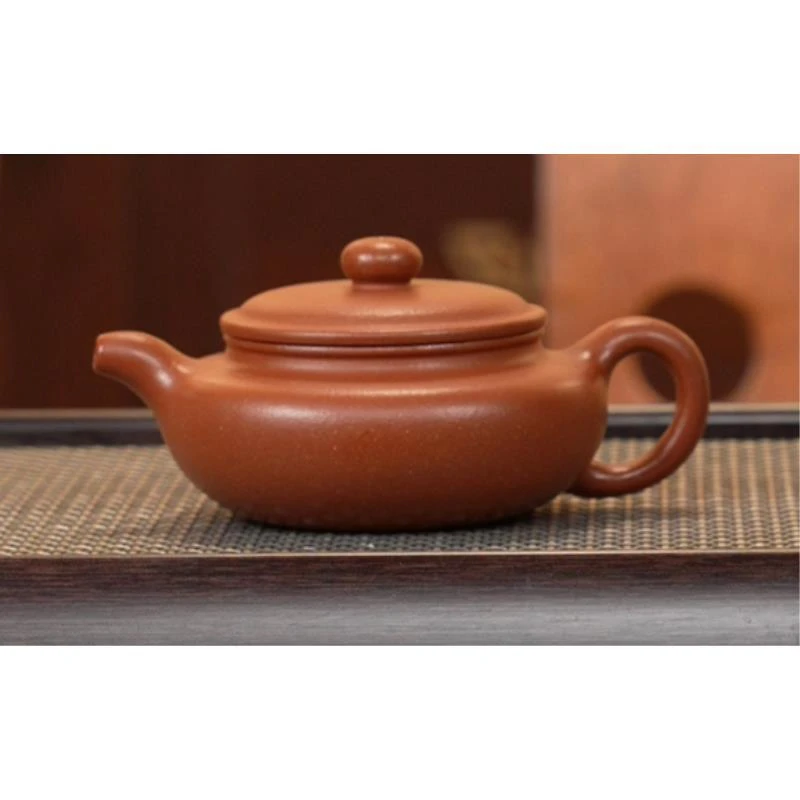 《生砂朱泥扁腹》- -紫砂壶-JXH
