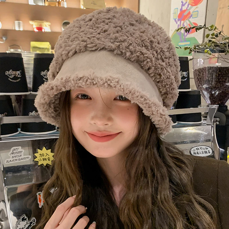 帽子女秋冬季大码百搭毛绒帽保暖加绒加厚时尚学生包头帽日系韩版