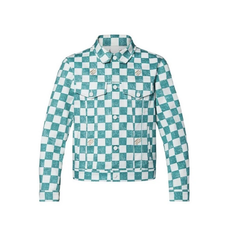 LV  路易威登  蓝白格子logo印花外套  46码