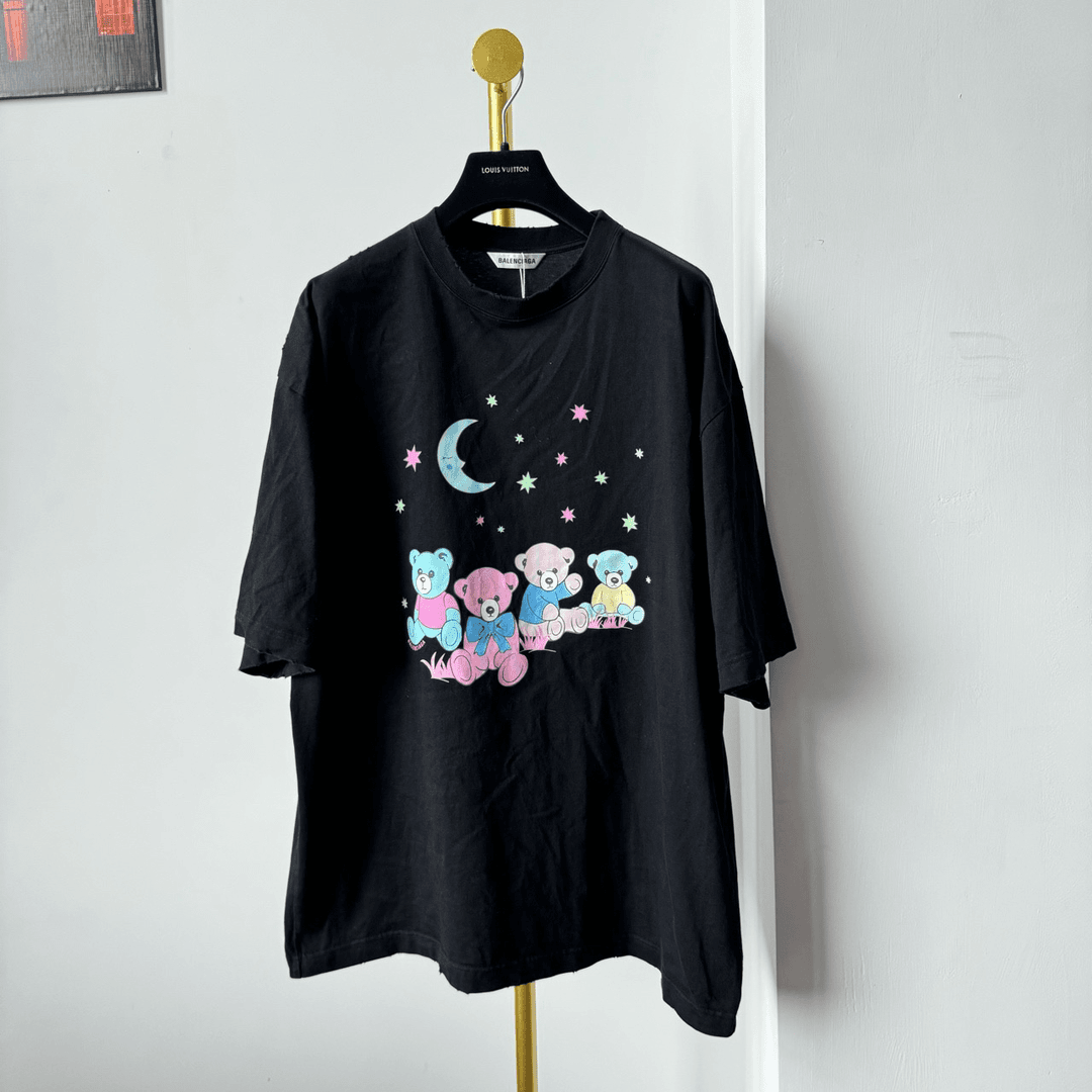 Balenciaga巴黎世家  黑色印花短袖T恤  M码