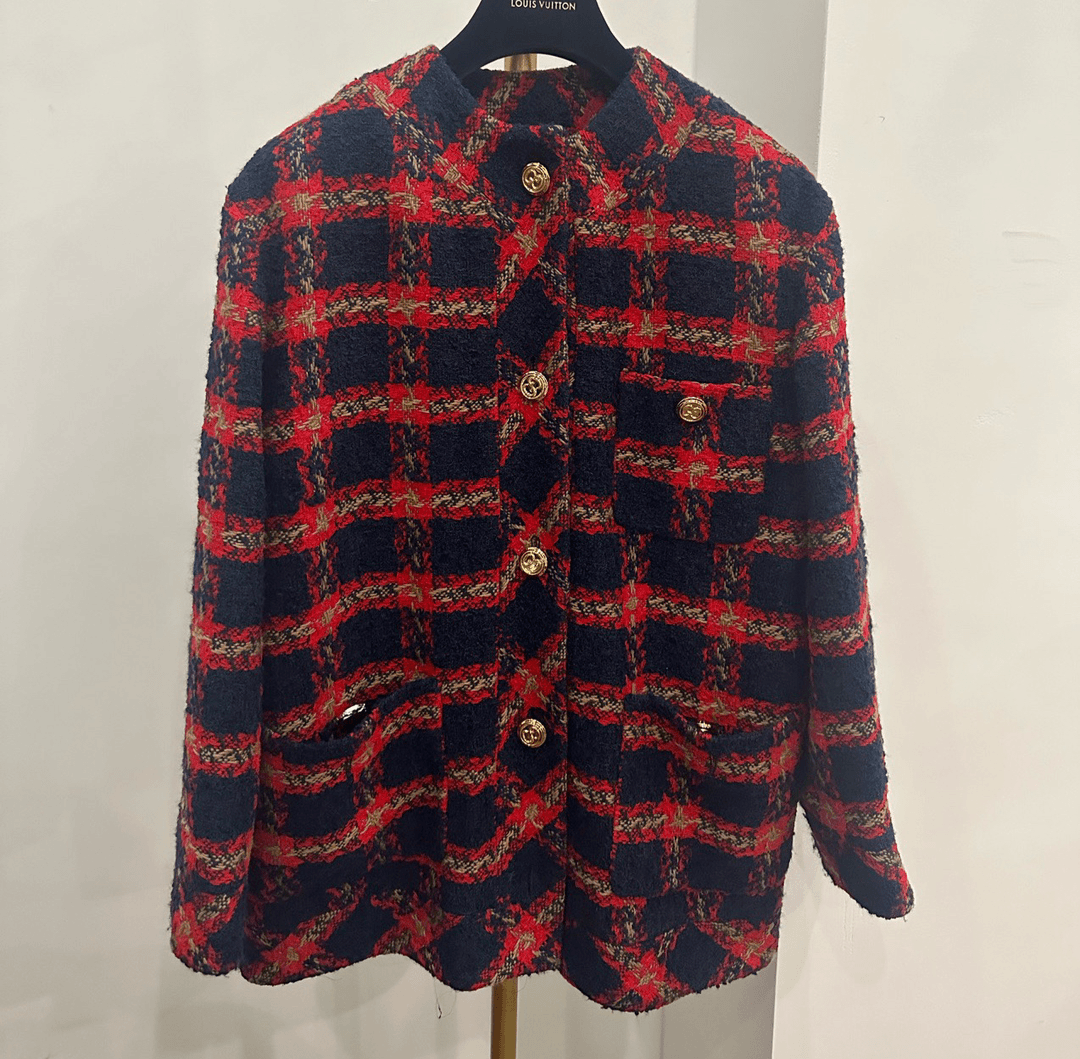 gucci 古驰 羊毛千鸟格 毛尼外套 38码