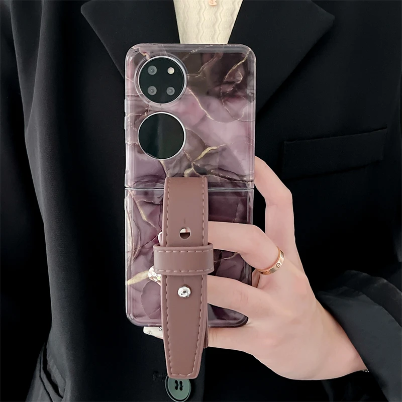 适用文艺石纹华为pocket2手机壳华为宝盒p50pocketS折叠屏pockets