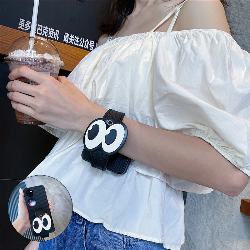 大眼睛腕带华为p50pockets手机壳pocket2折叠屏oppon3flip手机壳