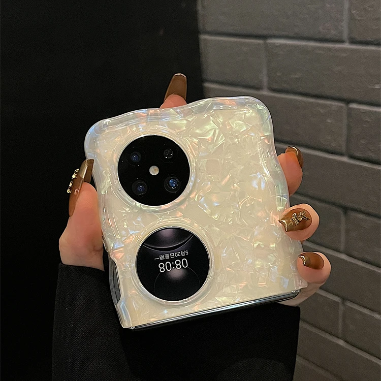 适用华为pocket2手机壳新款P50pockets梦幻炫彩贝壳纹PocketS宝盒