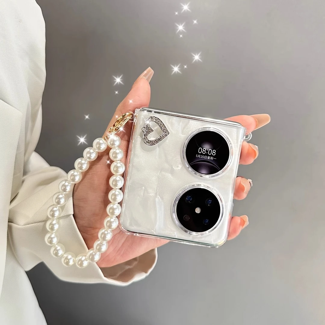 华为Pocket2手机壳折叠新款套超薄p50pockets腕珍珠链条适用pruax