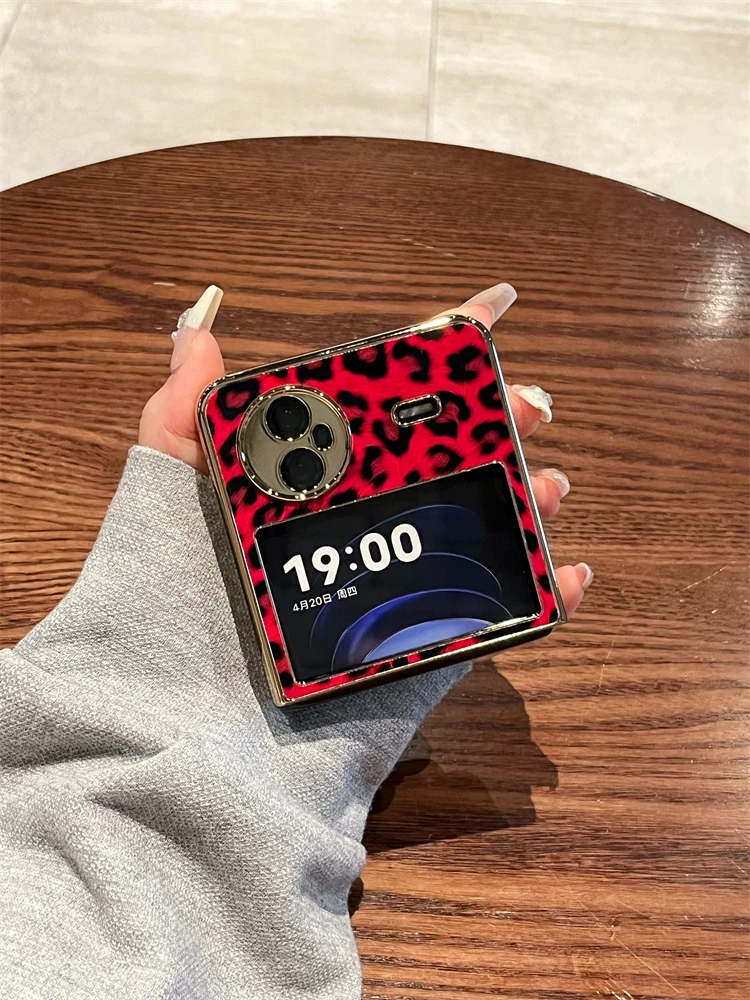 适用vivoxflip手机壳新款折叠vivo x flip女款xflip皮质个性豹纹