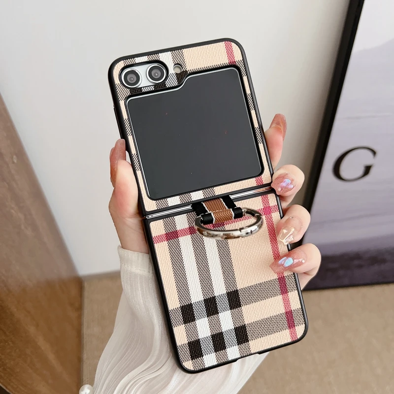 商务个性创意皮纹彩色编织三星zflip5折叠手机壳棋盘格zflip4/3