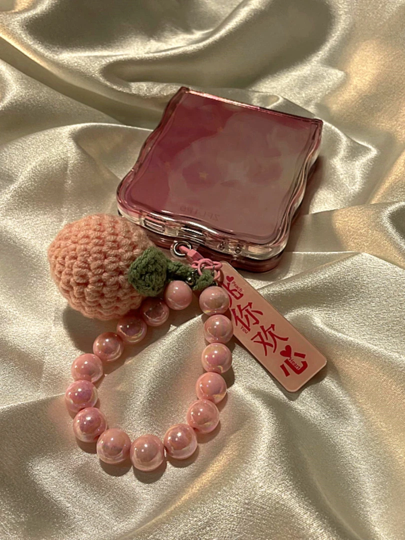 粉晕染扭扭边桃你欢心粉珠链新年春节oppofindn3flip手机壳n2flip