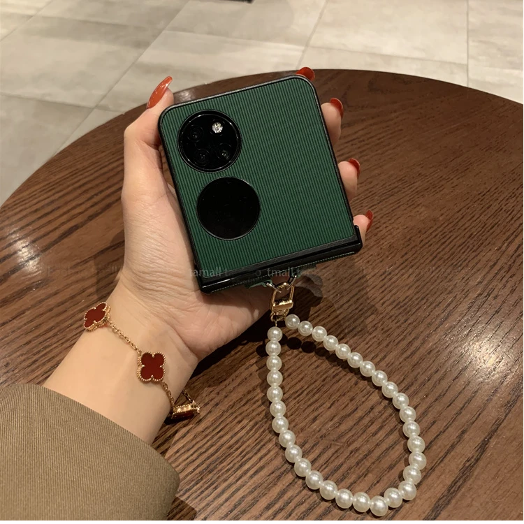 墨绿色皮纹适用华为pocket2手机壳p50pocke 荣耀Magic v flip小米