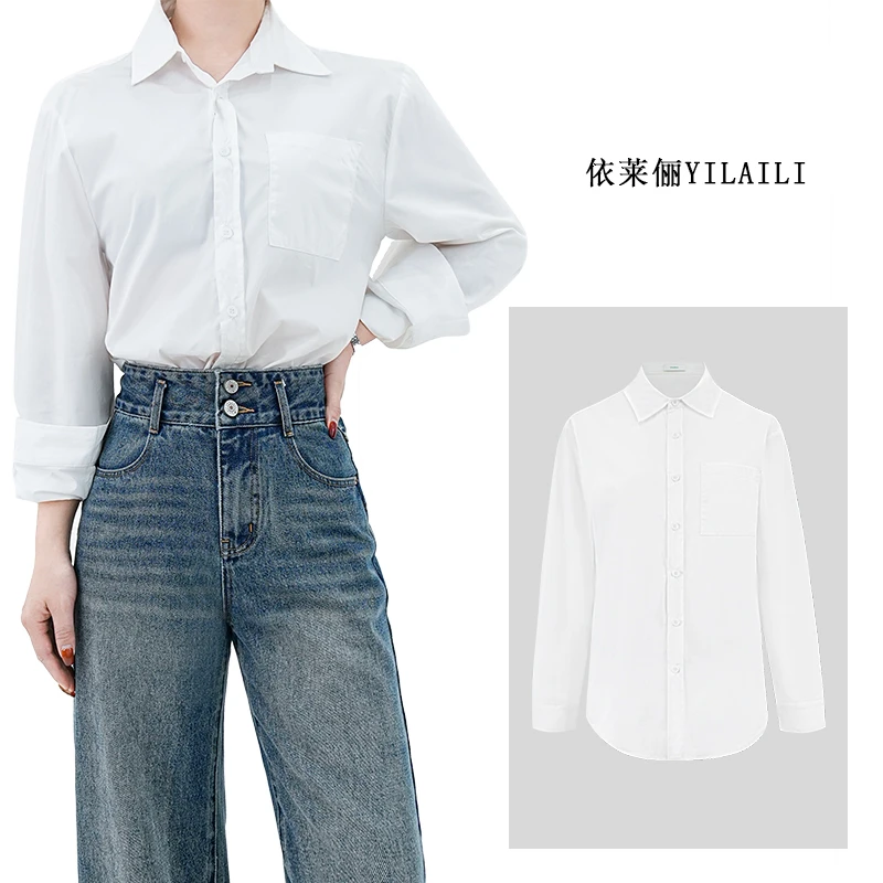 白衬衫高端轻奢百搭宽松纯白色设计感