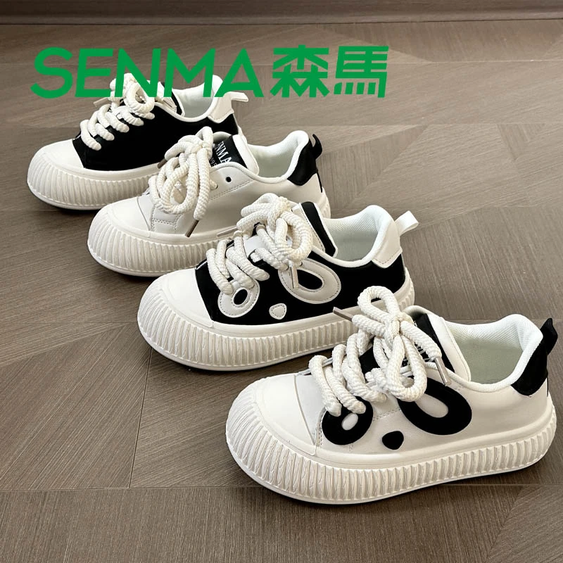 森马senma小白鞋女2023秋季新款平底运动跑步鞋女学生板鞋系带潮