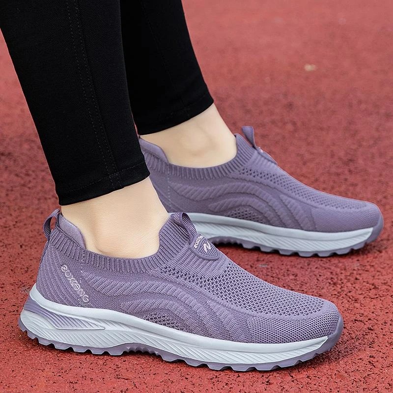 足力健运动鞋秋季老人鞋女奶奶妈妈跳舞蹈鞋软底透气一脚蹬运动鞋