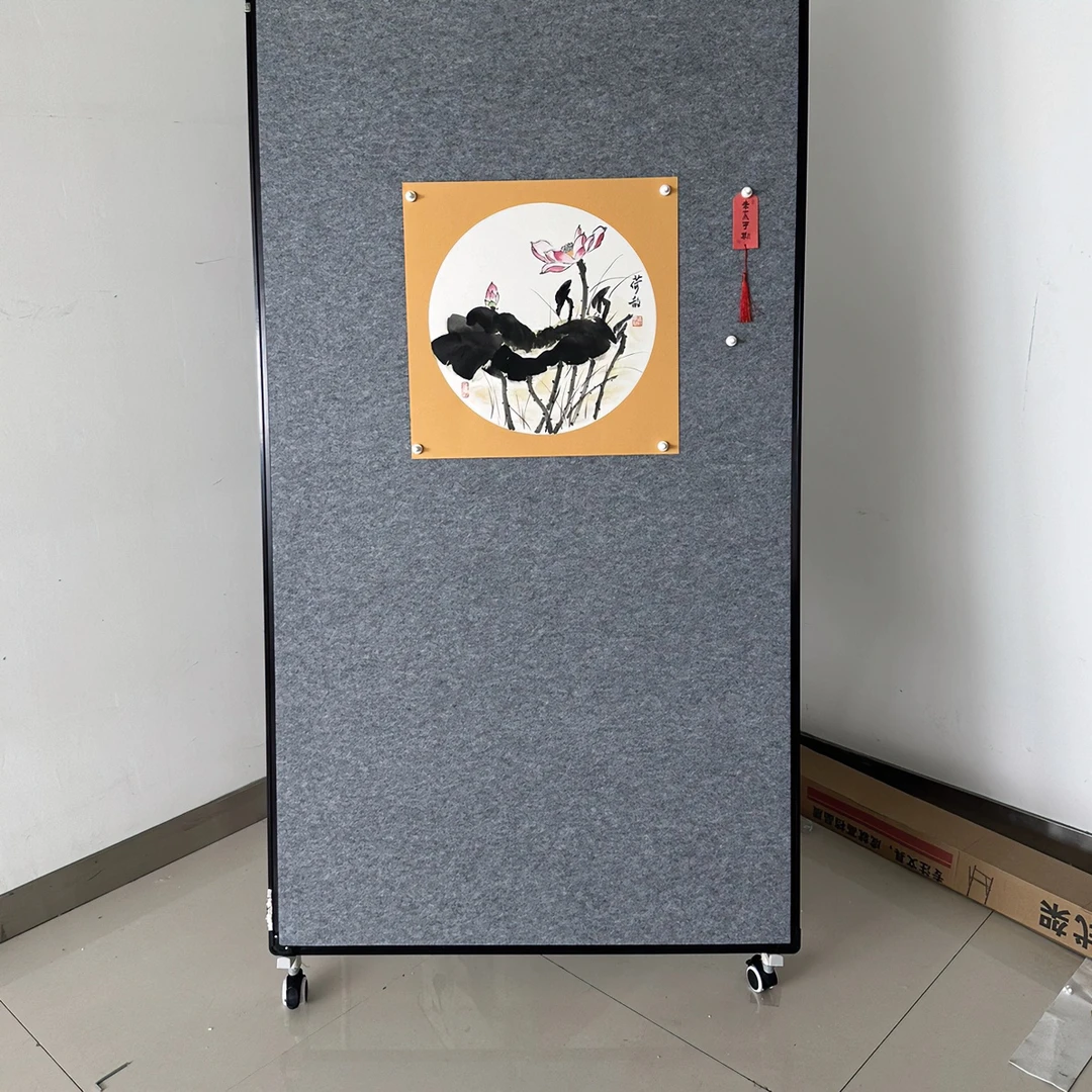 可移动磁性毛毡墙六尺双面磁性毛毡画板磁吸灰色挂墙使用
