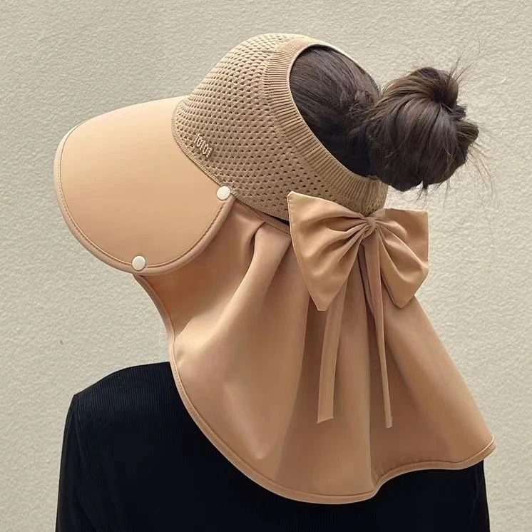 披肩防晒帽子女夏季户外防紫外线空顶帽加宽大帽檐骑车遮脸太阳帽