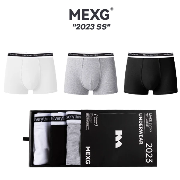 MEXG字母花边男士透气运动短裤裤衩夏季四角短裤礼盒装0135