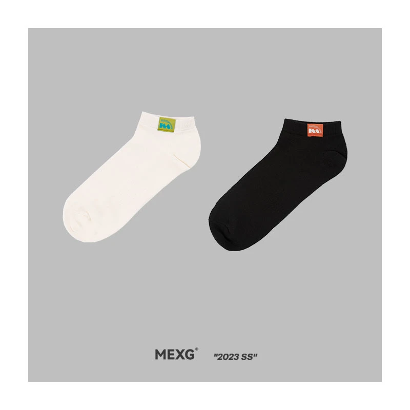 MEXG未知系列贴标简约短袜休闲夏季网面透气纯色袜子男女同款0120