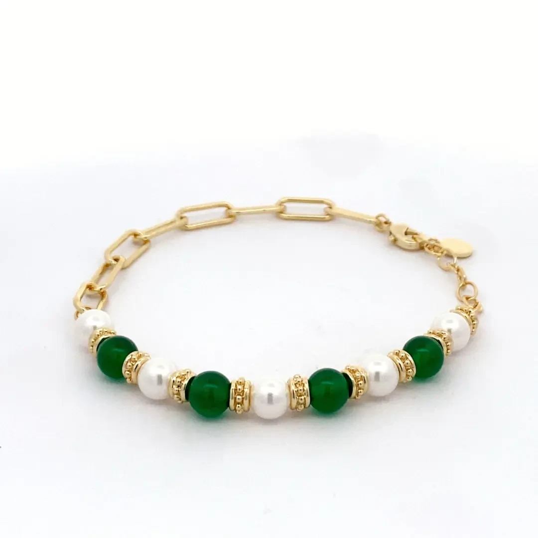 铜合金手链 【绿意盎然系列】原创法式轻奢气质设计感手链 H023231