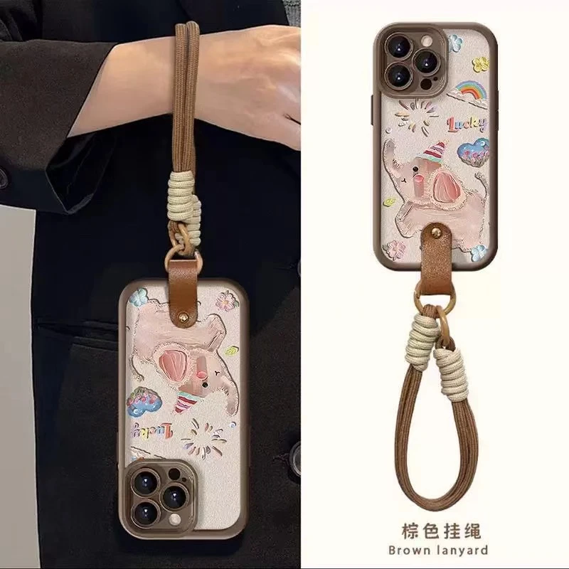 简约豹纹拼接/卡通小飞象/滑板kt猫天眼浮雕手机壳全包精孔防摔