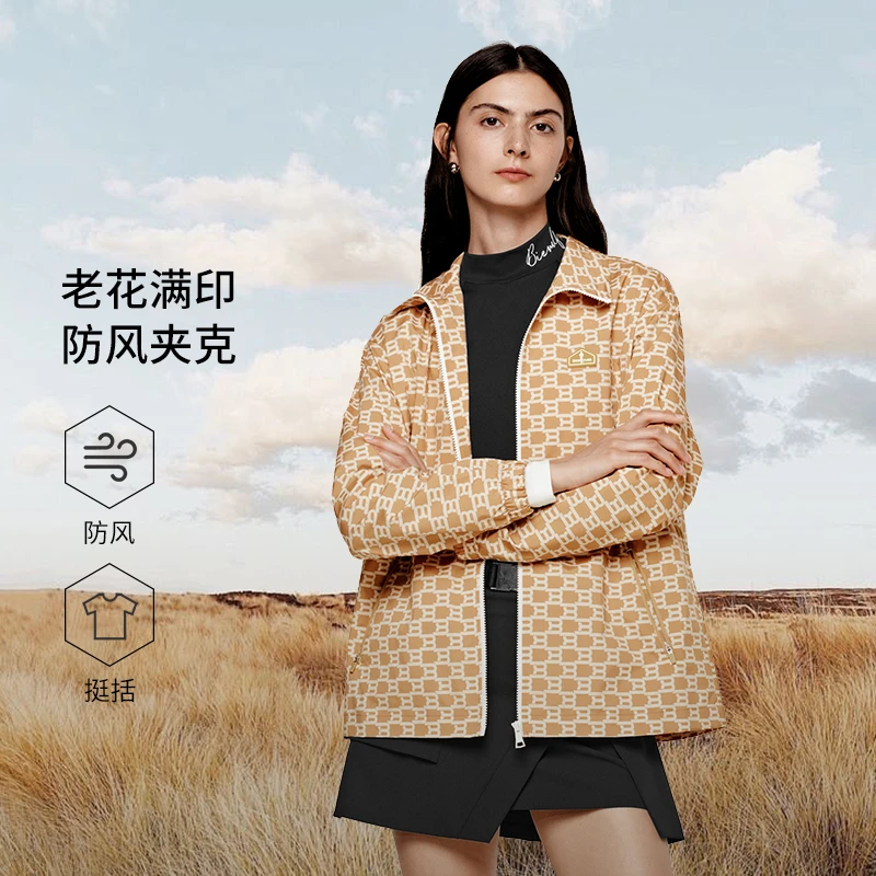 【防风抗皱】比音勒芬高尔夫2024秋季新款字母印花立领夹克外套女