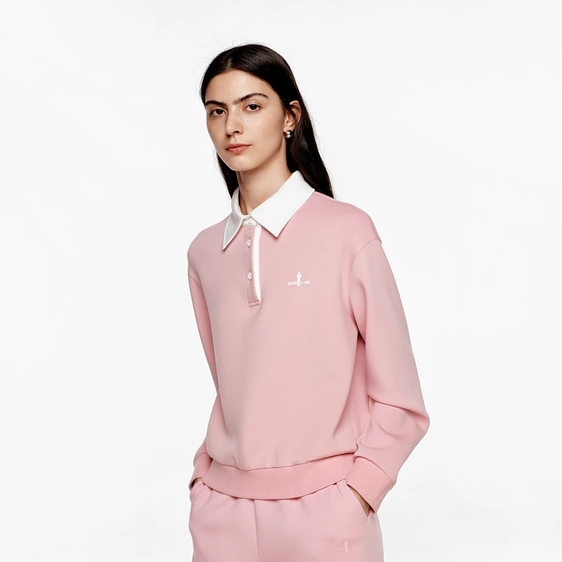 【环保亲肤】比音勒芬高尔夫秋季新款休闲运动翻领女士长袖卫衣