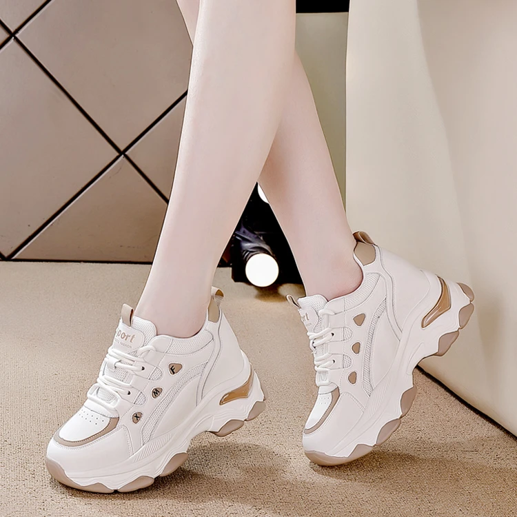 WANSSENY内增高老爹鞋新款爆款休闲运动鞋厚底旅游鞋软底轻软女鞋