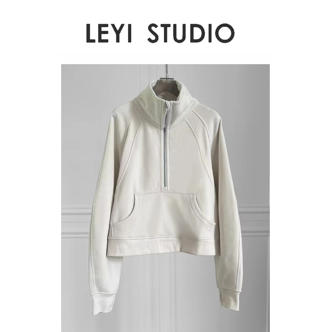 LEYI “lulu卫衣”早秋新款半拉链卫衣女短款外套运动上衣-1355