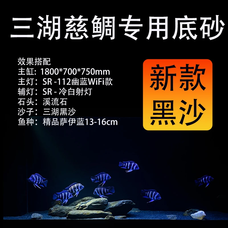 三湖慈鲷黑沙鱼缸底砂萨伊蓝鱼缸造景沙子布隆迪黄金虎萨伊蓝