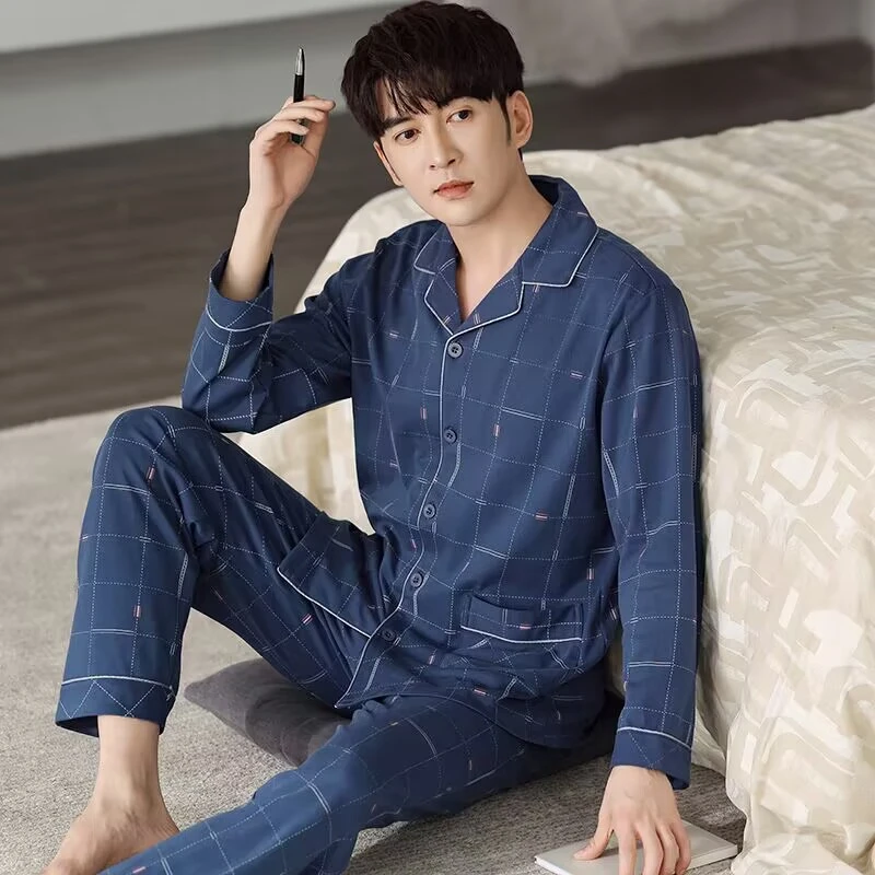 男士睡衣男款长袖春秋2025新款青少年男生夏季家居服套装宽松大码