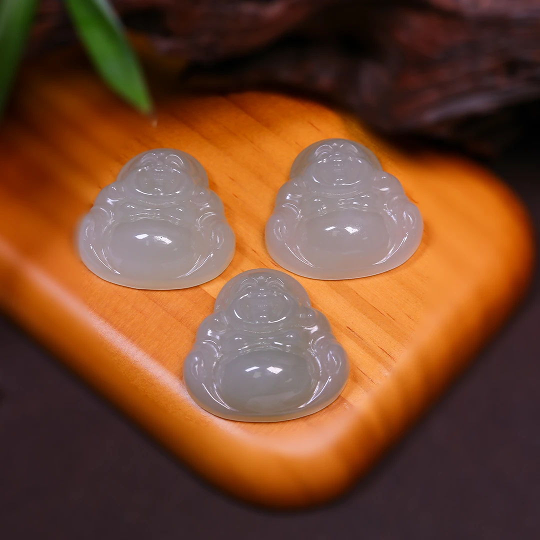 大肚弥勒佛纯天然和田玉佛公约35*35*12（多样性发货发其一 ）