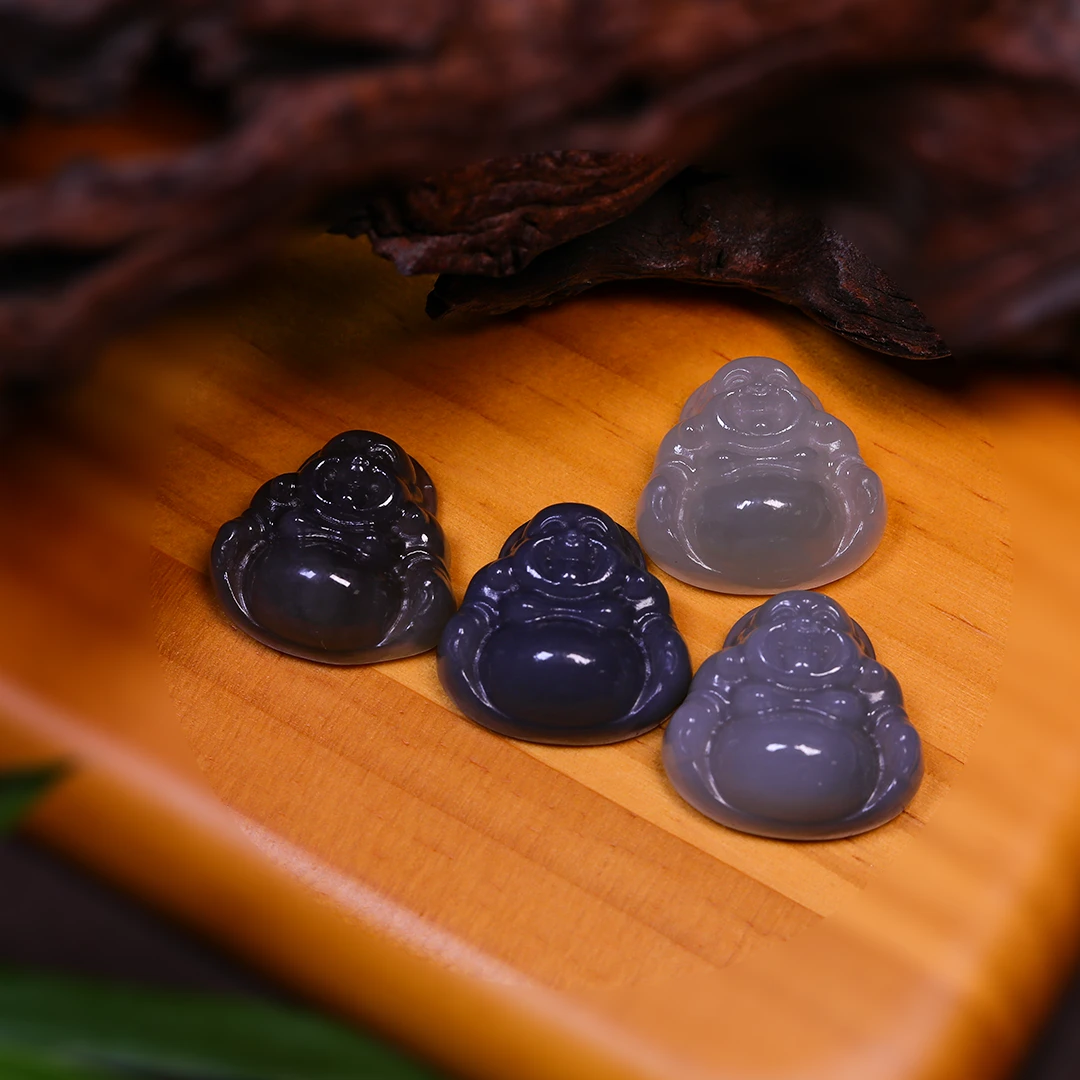 大肚弥勒佛纯天然烟紫和田玉佛公25mm（多样性发货发其一 ）