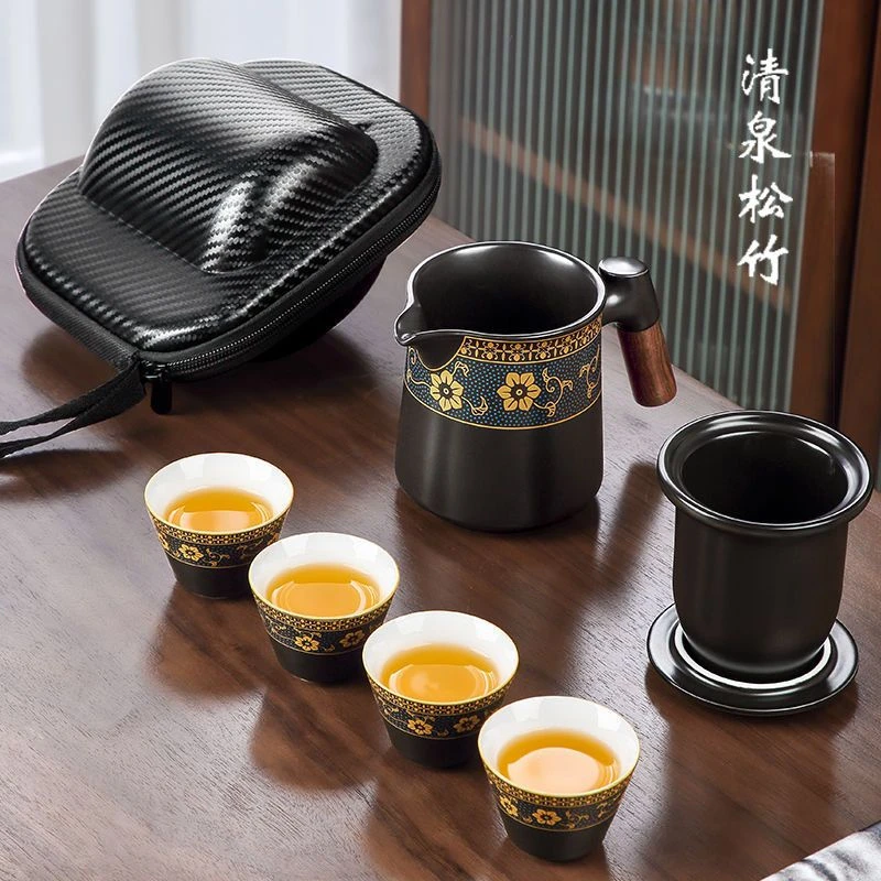 茶具套装户外旅行泡茶杯功夫茶一壶四杯过滤网便携式茶壶露营神器