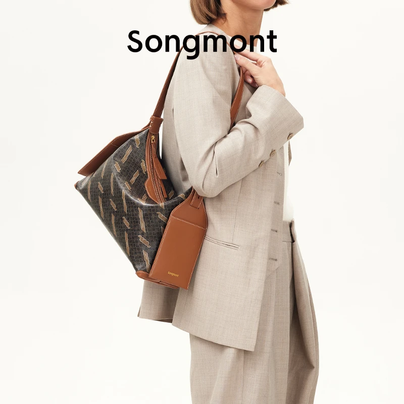 Songmont山下有松半日闲国风系列中号行囊hobo包单肩斜挎包