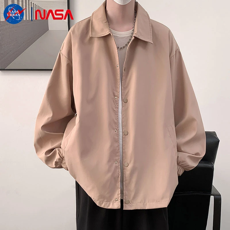 NASA URBAN春秋季日系百搭休闲外套男士潮牌宽松简约纯色高街夹克