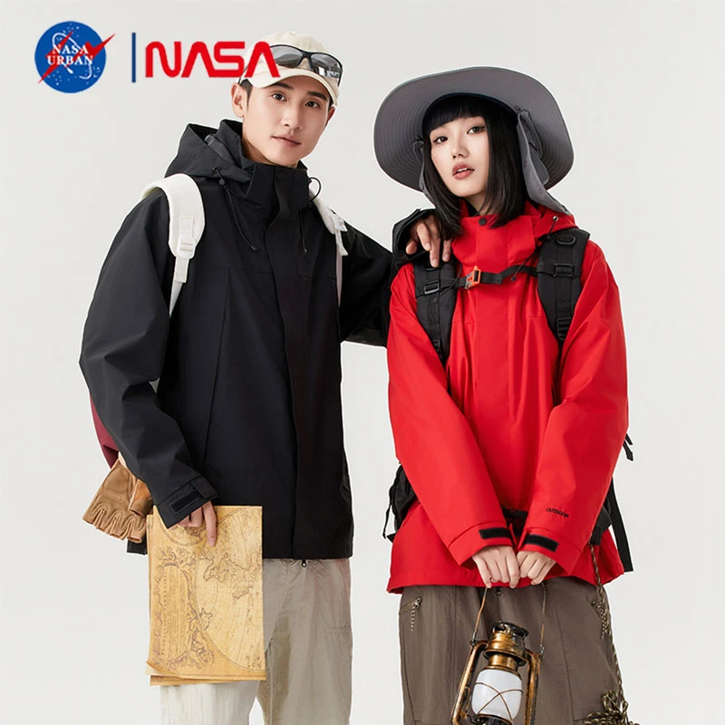 NASA URBAN户外三合一登山服两件套情侣同款防风防水可拆卸冲锋衣