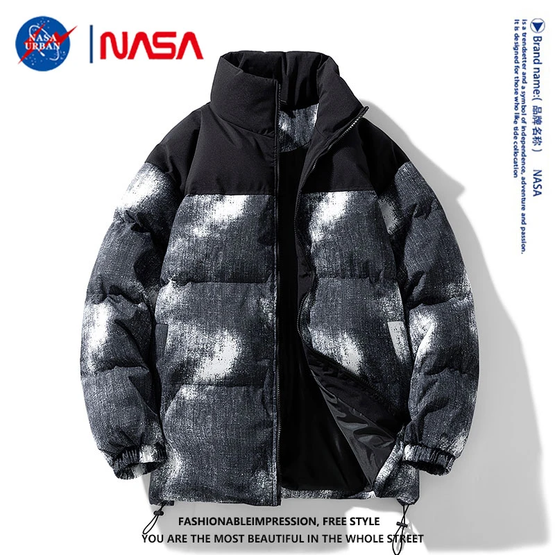 NASA URBAN冬季新款渐变宽松情侣款棉衣潮牌休闲加厚保暖拼色棉服