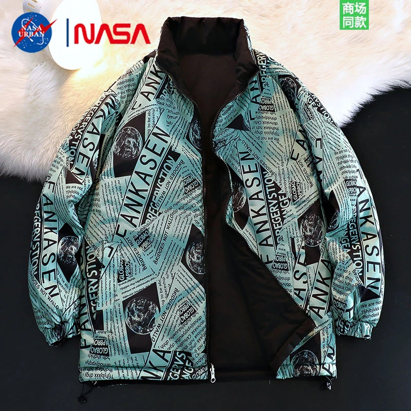 NASA URBAN双面穿棉衣男士冬季新款立领宽松棉服情侣加厚保暖外套