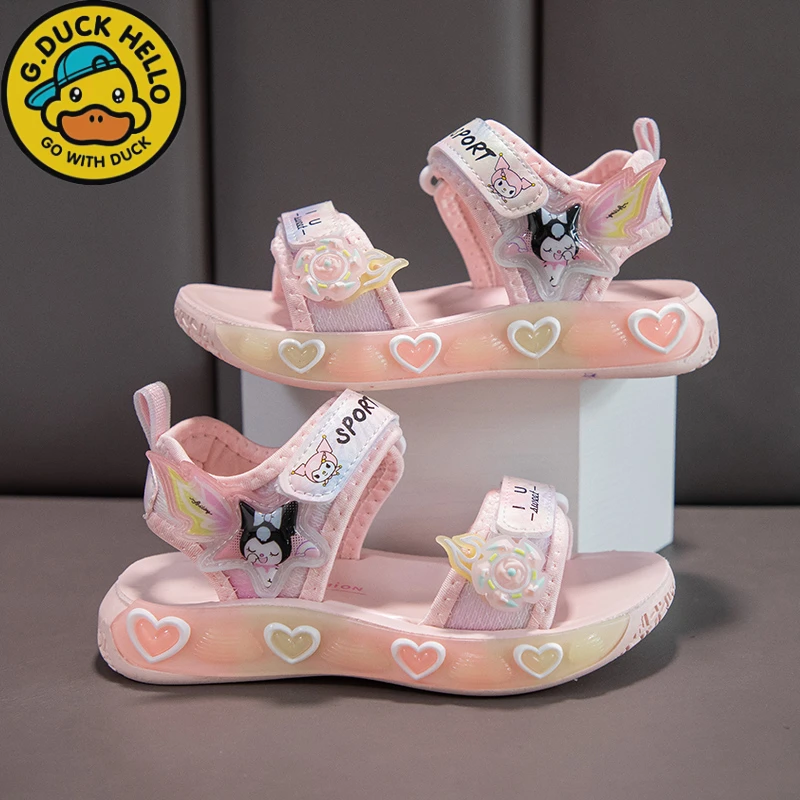 小黄鸭女童宝宝洋气卡通运动软底防滑中大童沙滩鞋凉鞋儿童凉鞋