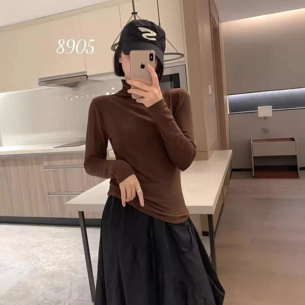 秋冬季新款修身高领打底衫长袖可外穿百搭简约时尚辣妹高弹力上衣