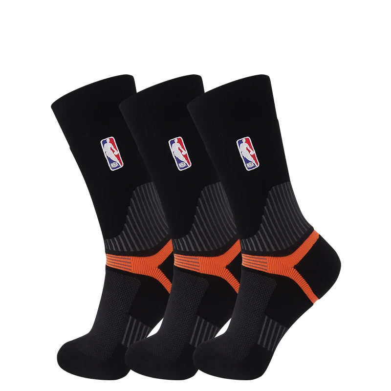 NBA高筒黑色篮球袜运动袜加厚耐磨长筒跑步袜子户外运动【3双装】