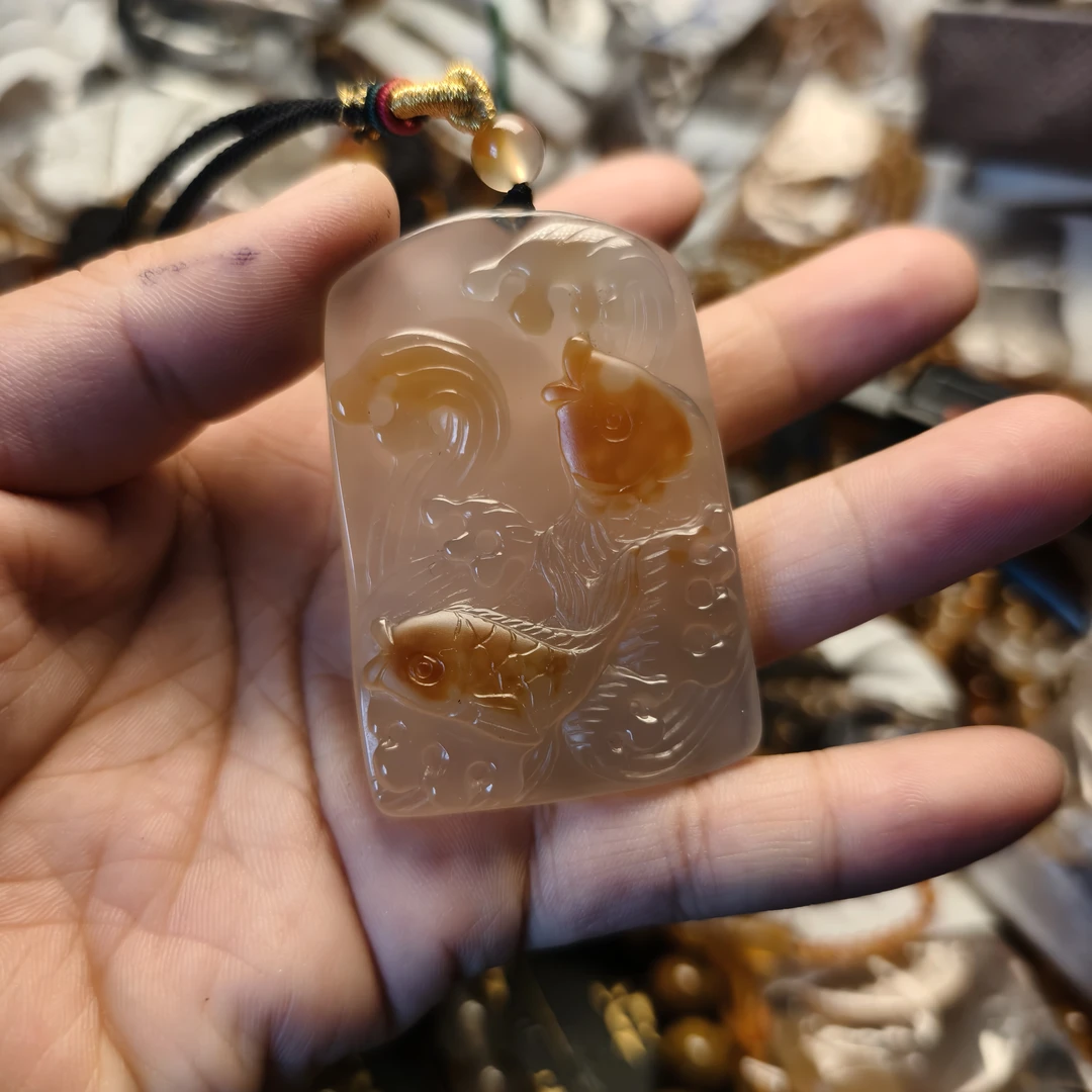 北红天然玛瑙鱼吊坠，13号