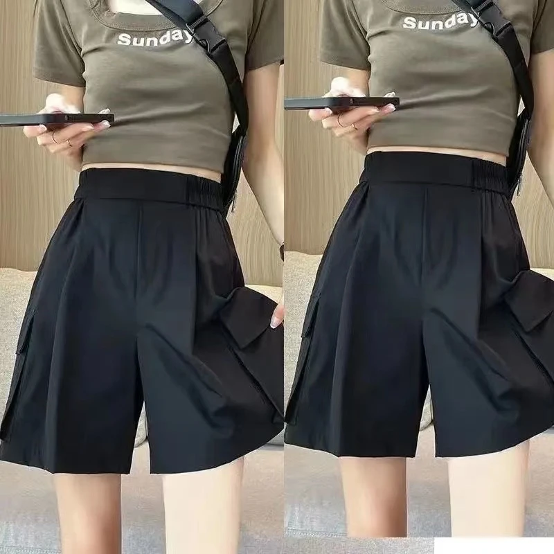 【清仓】冰丝速干工装五分裤女夏季薄款休闲时髦裤美式百搭5分裤女