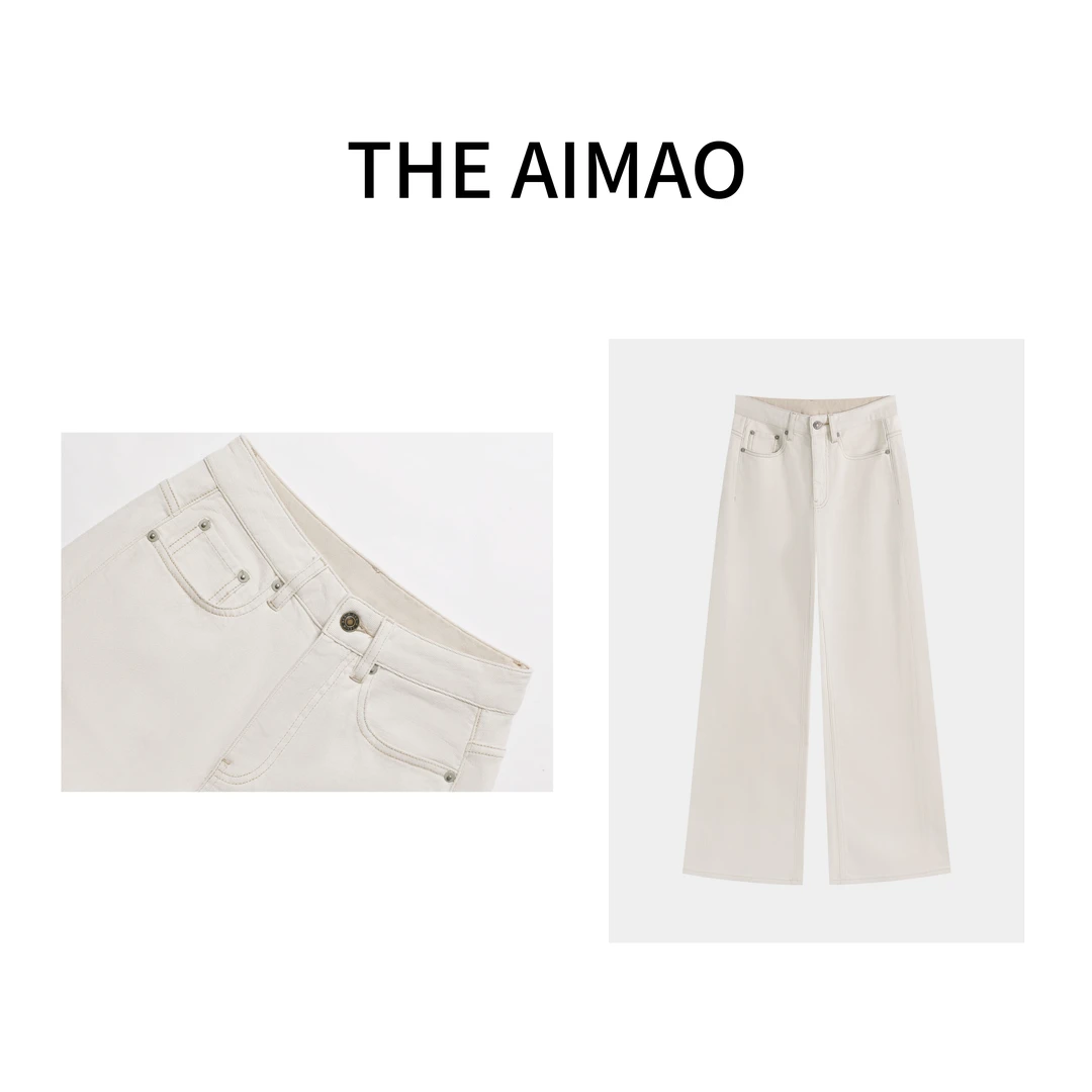 【THE AIMAO】 '彩棉白牛”自然肌理涵养白牛高腰显瘦直筒裤XYX80902