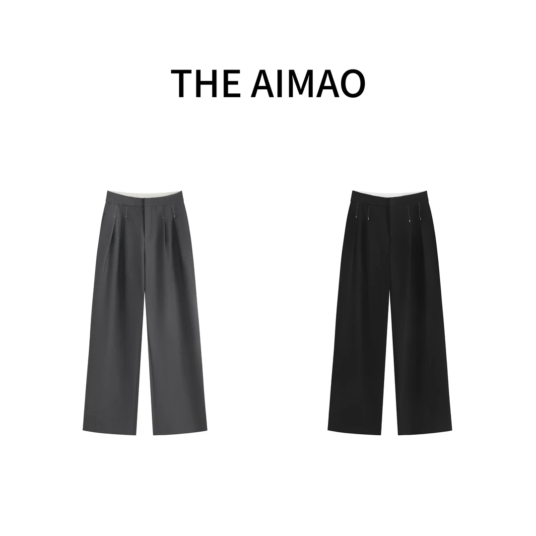 【THE AIMAO】“时髦腔调”通勤必备明线茧型腰部双褶西装裤XYX81065