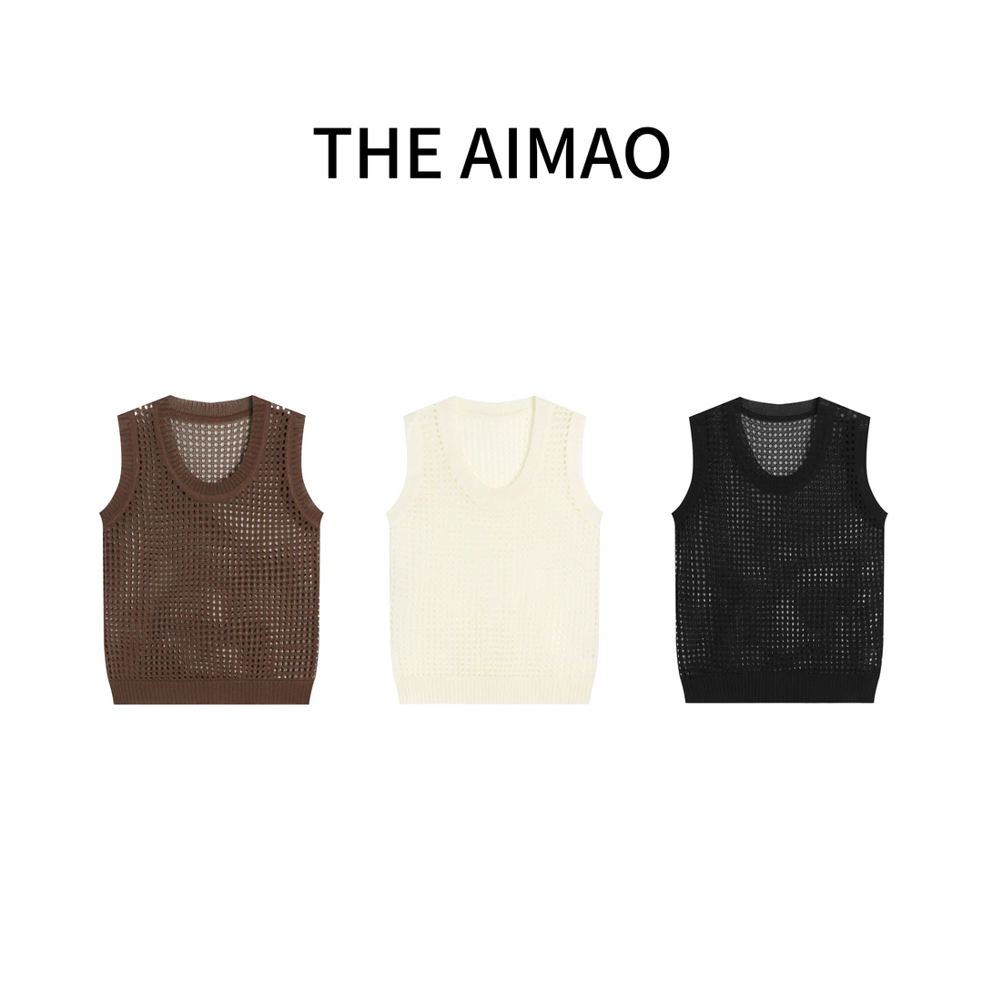 【THE AIMAO】镂空休闲女百搭宽松背心上衣XYX80562
