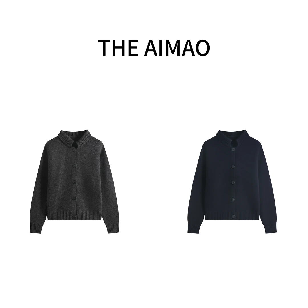 现货【THE AIMAO】”塑刻真我“100%羊毛小立领夹克式开衫XYX81207