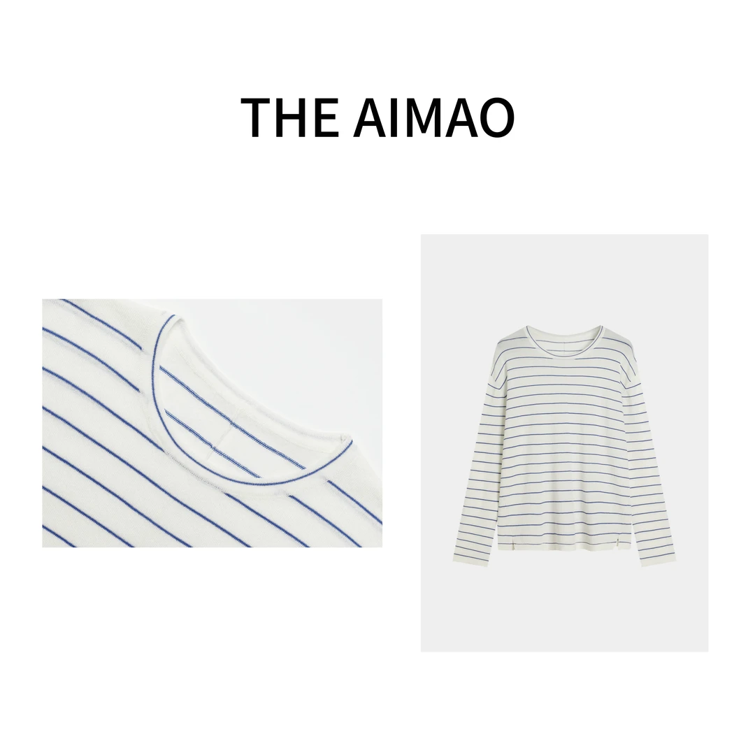 【THE AIMAO】‘海岸线”高级感显瘦休闲蓝色条纹T恤XYX80723