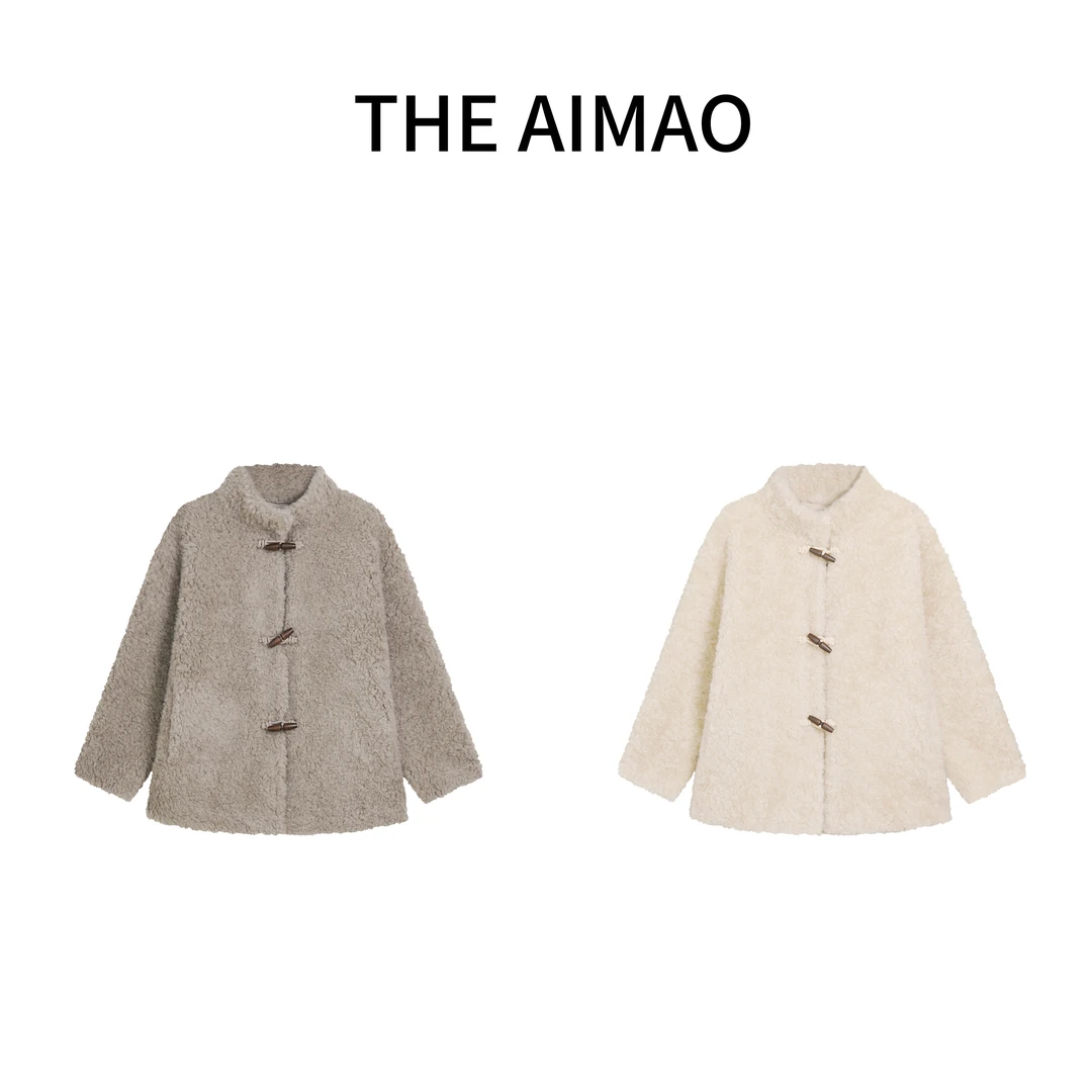 【THEAIMAO】“牛角包”澳洲初剪颗粒100%绵羊毛拼接外套XYX81509