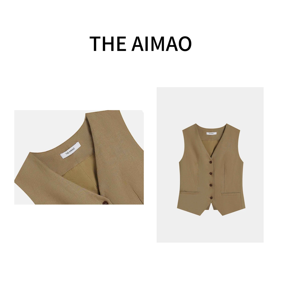 【THE AIMAO】‘中古腔调’时尚休闲百搭夏季女复古纯色马夹XYX80523